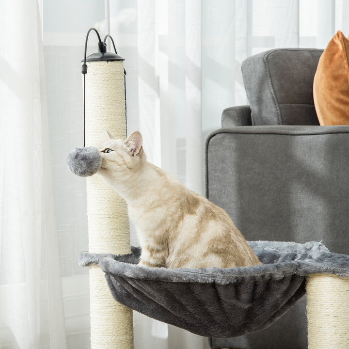 83cm Cat Tree Tower for Indoor Cats w/ Sisal Scratching Post Hammock Hanging Toy Activity Centre - Grey