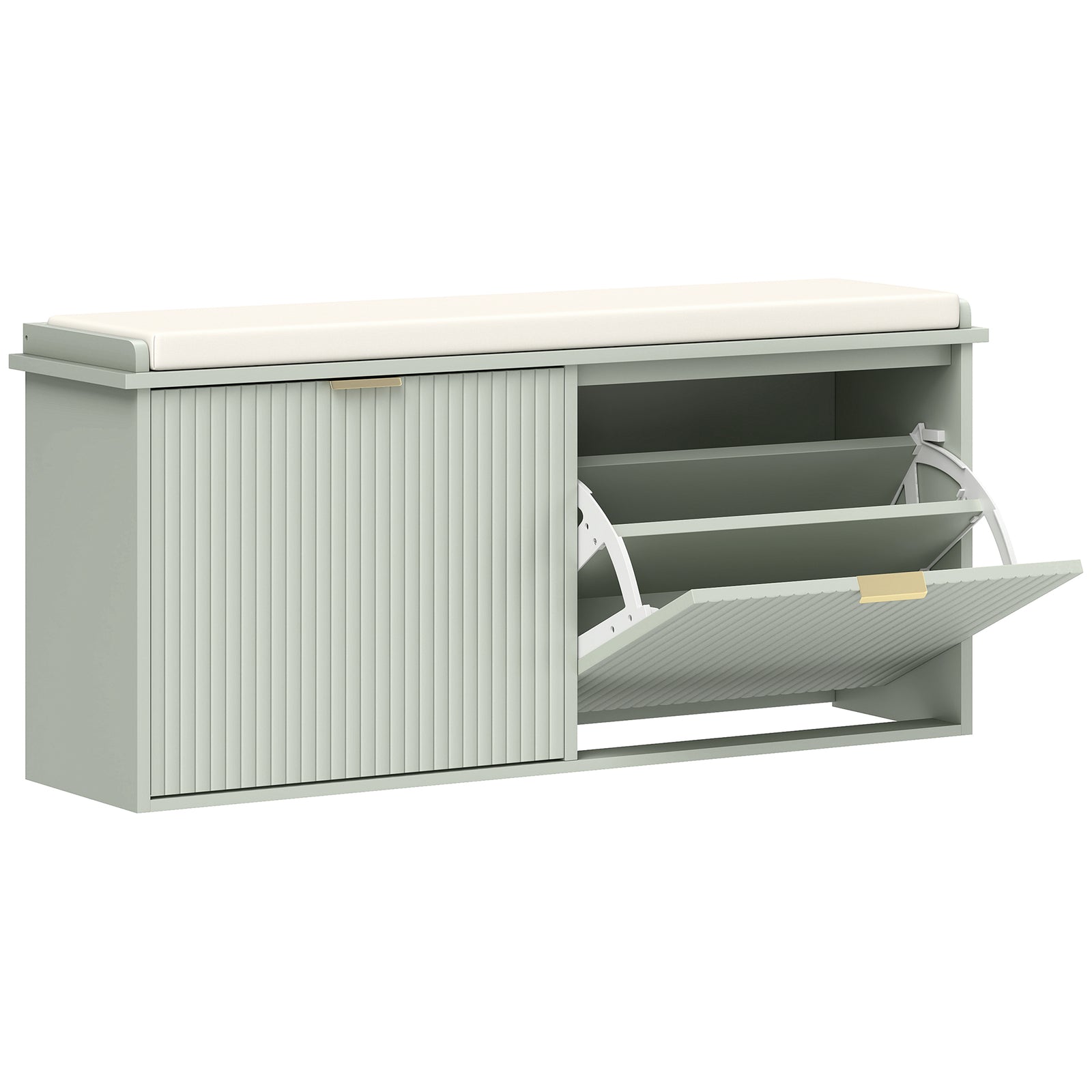 Elegant Ten Shoe Bench, with Top Seat - Green