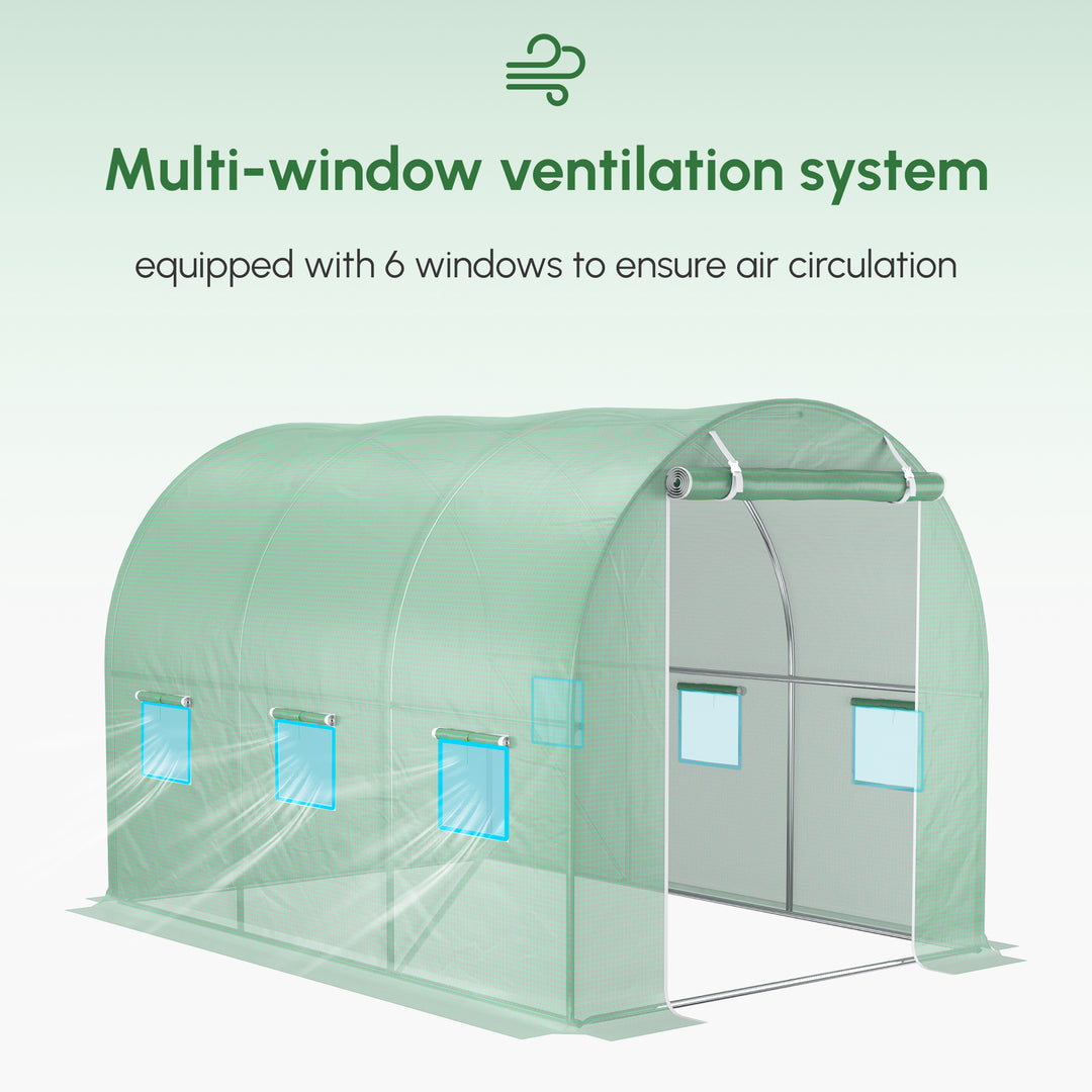 3 x 2 x 2m Greenhouse Replacement Cover ONLY Winter Garden Plant PE Cover for Tunnel Walk-in Greenhouse with Roll-up Windows Door Outdoor, Green