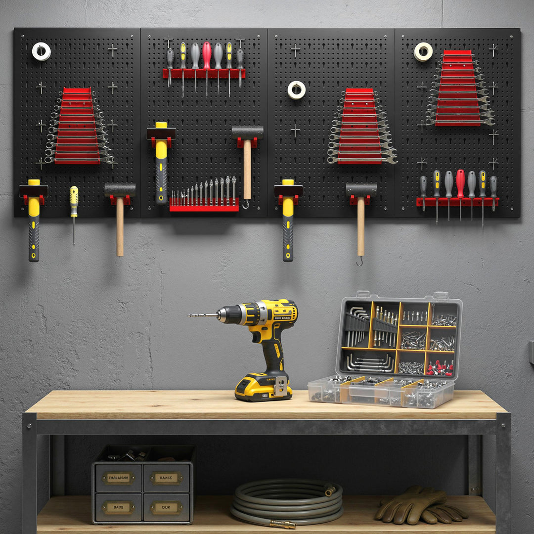 38 Pcs Wall-Mounted Pegboard with 4 Boards, Garage Tool Storage Unit B