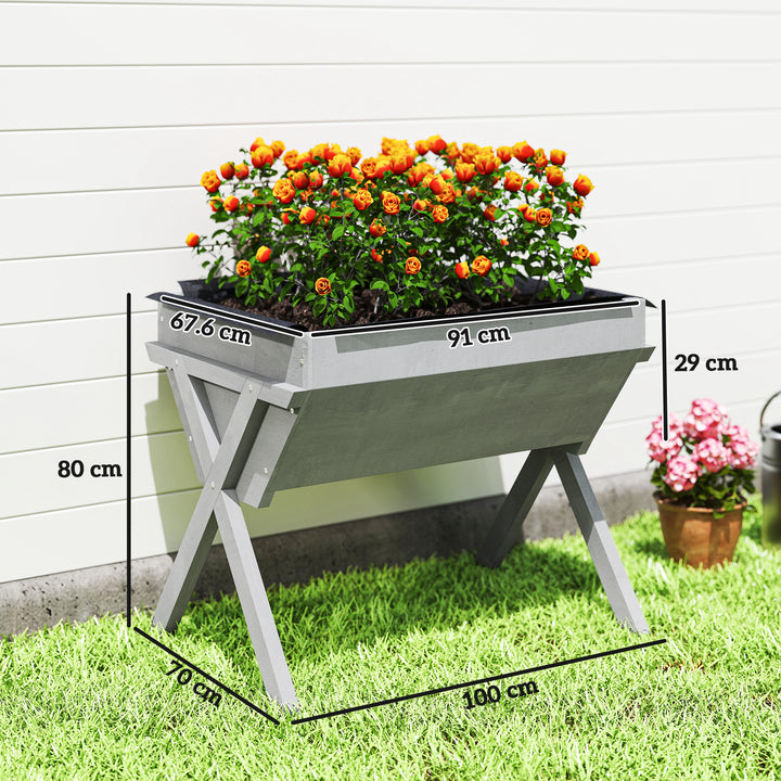 Wooden Raised Garden Bed with Bed Liner, Elevated Planter Box with Leg