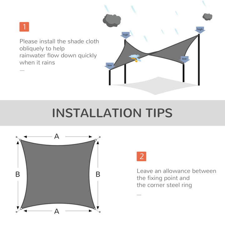 5 x 4m Sun Shade Sail HDPE Rectangle Canopy Outdoor Sunscreen Awning with Mounting Ropes for Garden, Patio, Party, UV Protection, Charcoal Grey