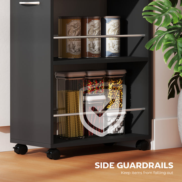 Rolling Storage Unit, 3-Tier Kitchen Cart Trolley with Drawer, Surface
