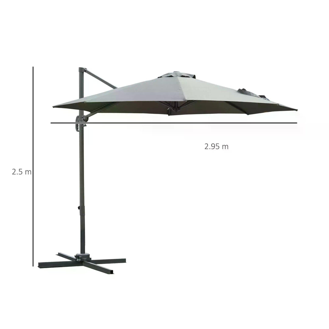 MCL 3(m) Offset Parasol Cantilever Hanging Umbrella 360° Rotation w/ Base Dark Grey