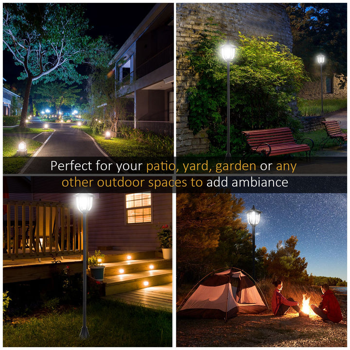 Outsunny Outdoor Solar Powered Post Lamp Sensor Dimmable LED Lantern Bollard Pathway 1.2M Tall – Black