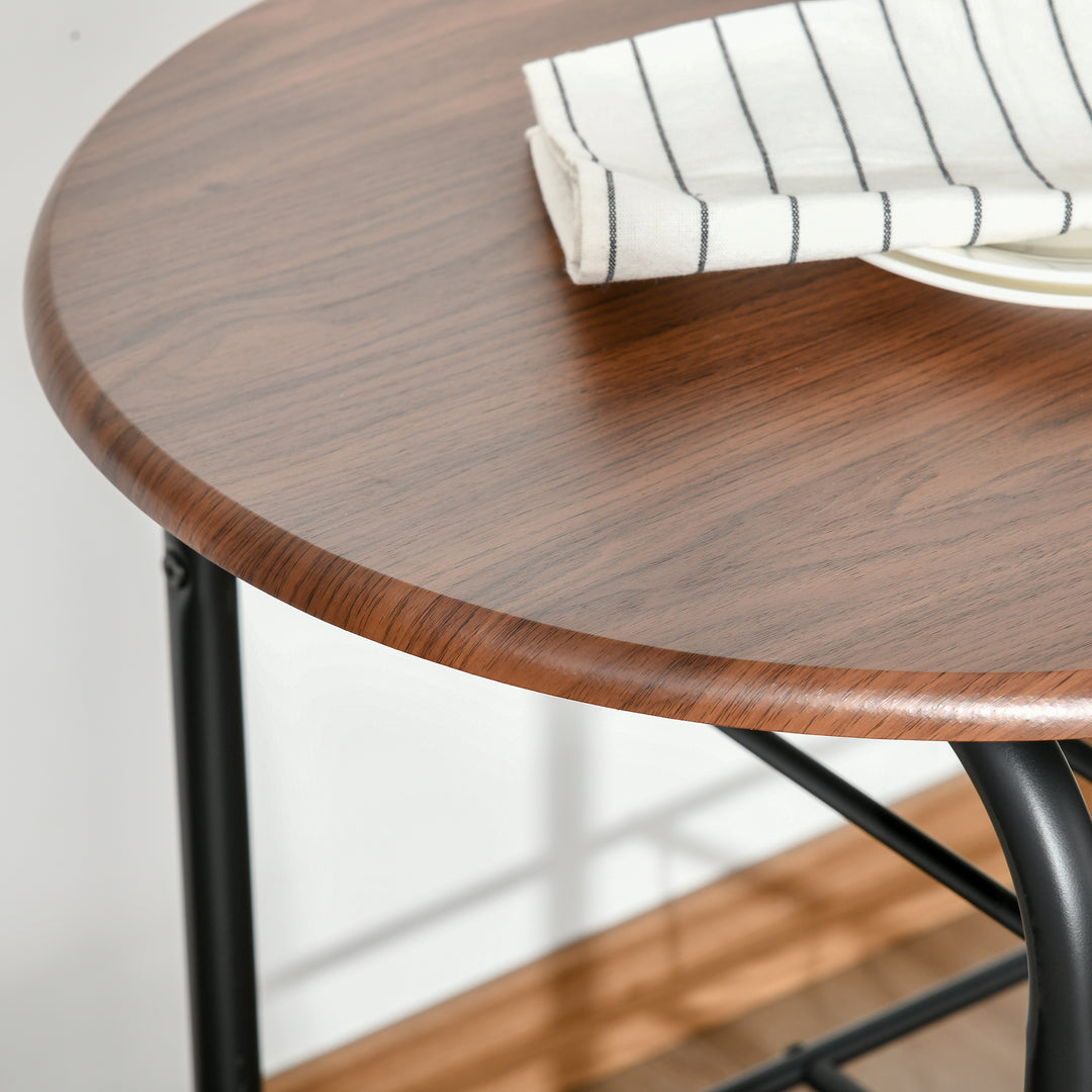 3-Piece Dining Table Set , Metal Frame Wood Top Breakfast Bar Table Set for 2, Dining Table w/Storage Shelf & 2 chairs