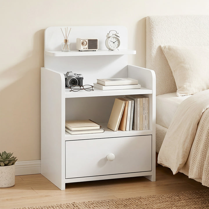 Bedside Cabinet, Bedside Table with Drawer and Shelf for Living Room, 