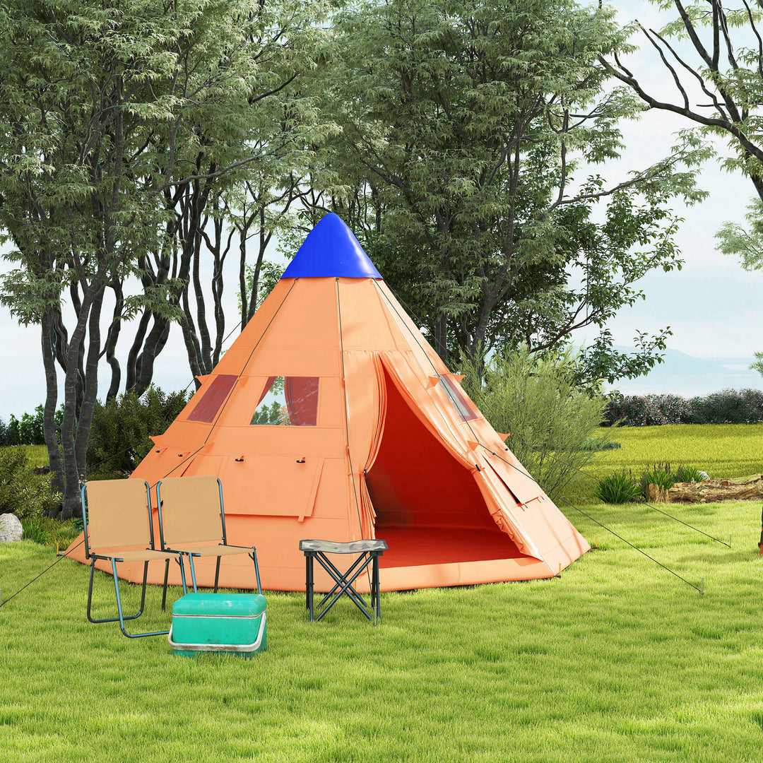 6 Men Tipi Tent with Carry Bag - Orange