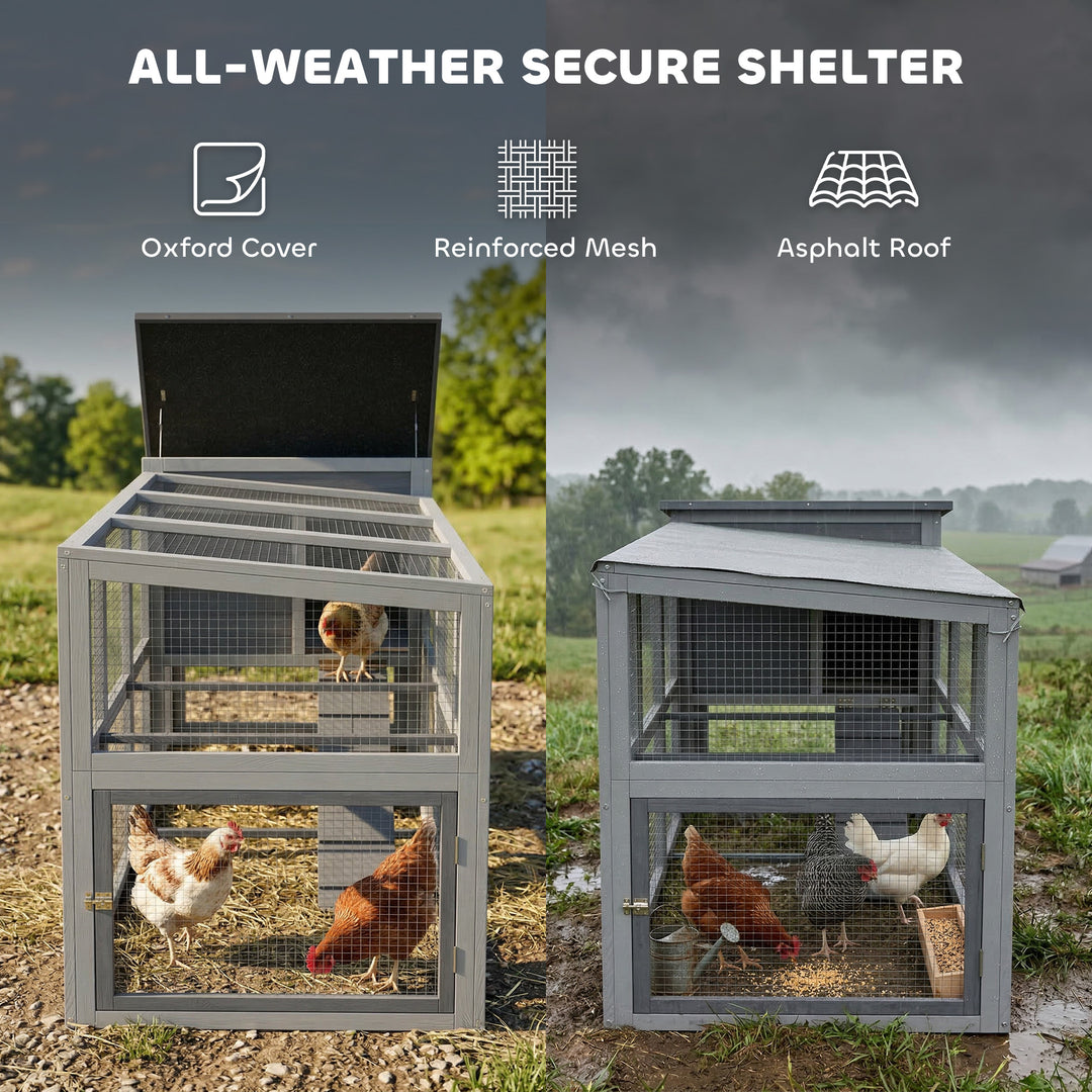 Large Chicken Coop, Wooden Hen House with Covered Run, Nesting Box, Pu