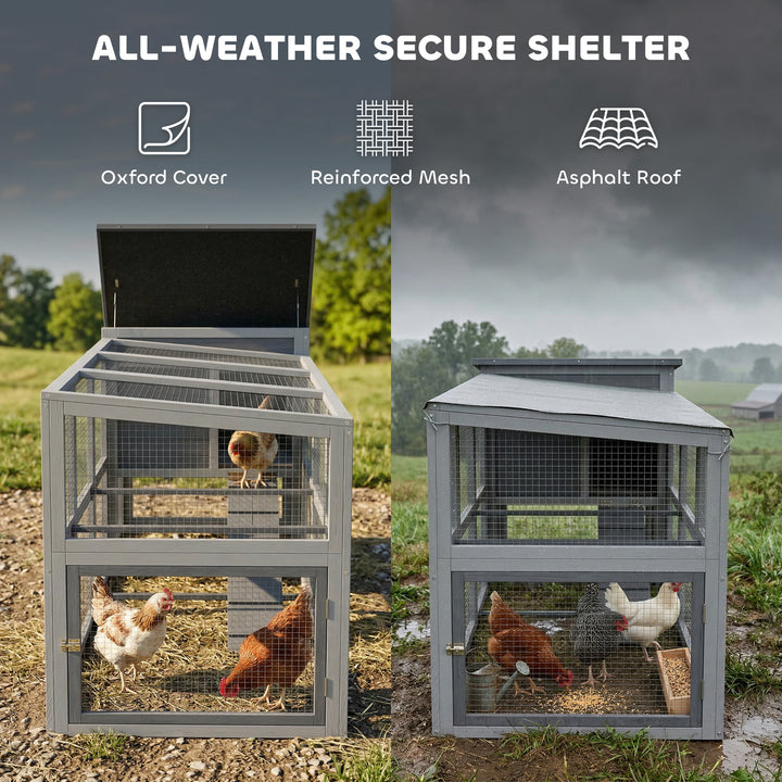Large Chicken Coop, Wooden Hen House with Covered Run, Nesting Box, Pu