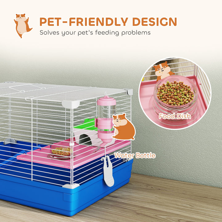 Hamster Cage, Small Gerbil Cage 2 Tiers Portable w/ Handle, Exercise W