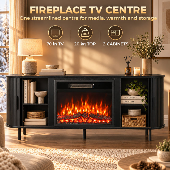 Electric Fireplace TV Stand for 70" TVs, 1800W Entertainment Center - view 4