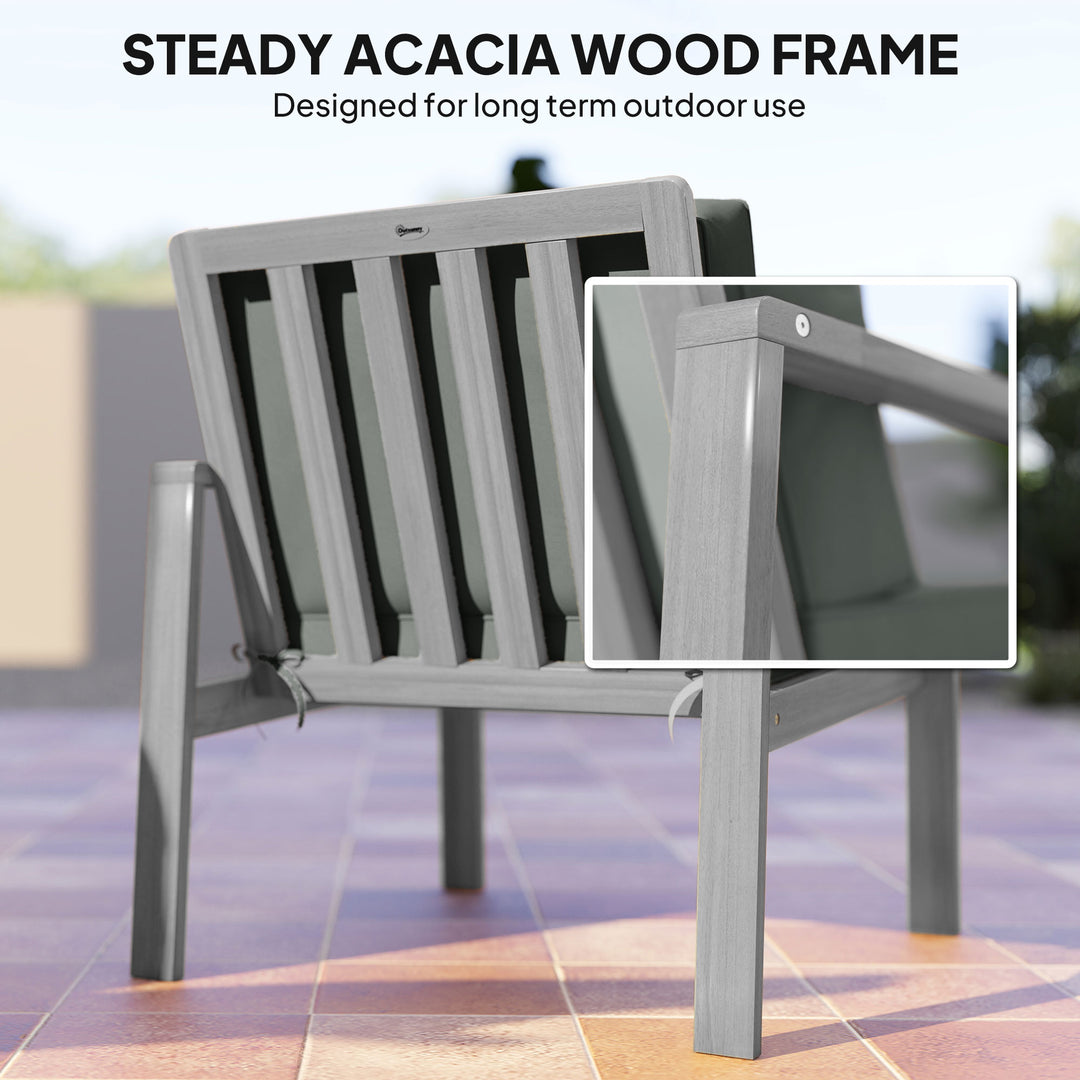 4-Piece Wooden Garden Furniture Set with Cushions - Light Grey