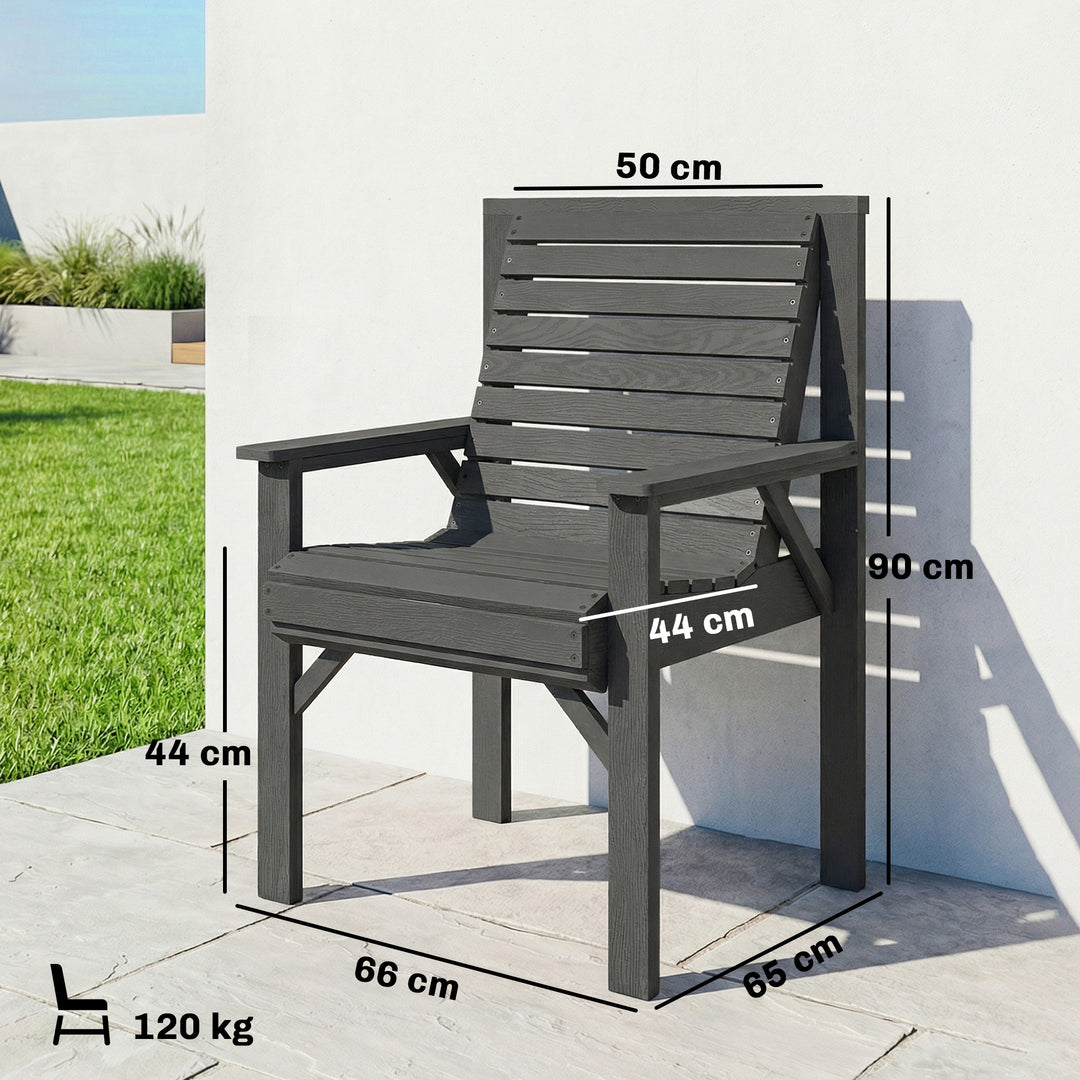 Wooden Garden Dining Chair, Outdoor Chair Garden Armchair with Curved 