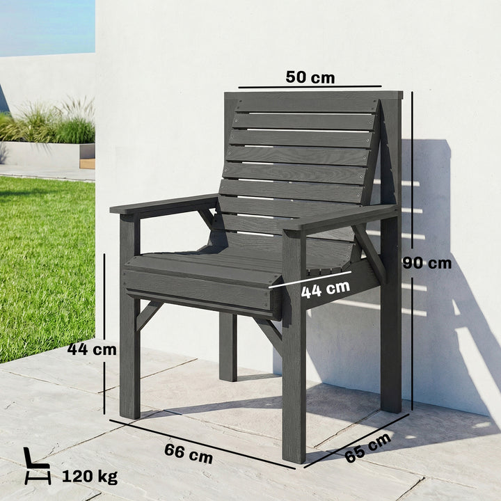 Wooden Garden Dining Chair, Outdoor Chair Garden Armchair with Curved 