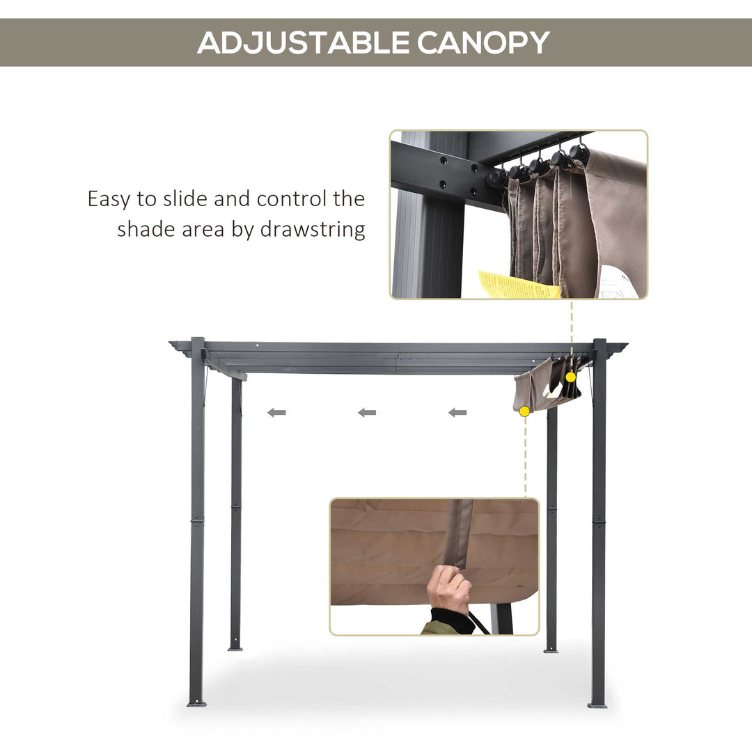 3 x 3(m) Aluminium Pergola Canopy Gazebo Awning Outdoor Garden Sun Shade Shelter Marquee Party BBQ, Brown