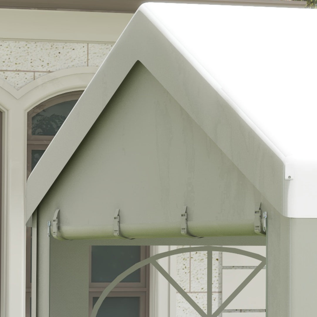 MCL 4m x 4m Marquee Party Tent, Heavy Duty Wedding Canopy with Sidewalls, Doors, Windows, Galvanised Garden Gazebo for Parties Events, White