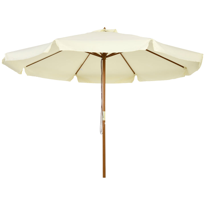 MCL 3.3(m) Patio Umbrella, Garden Parasol, Outdoor Sun Shade Canopy with 8 Bamboo Ribs, Ruffles and Wood Pole, Beige