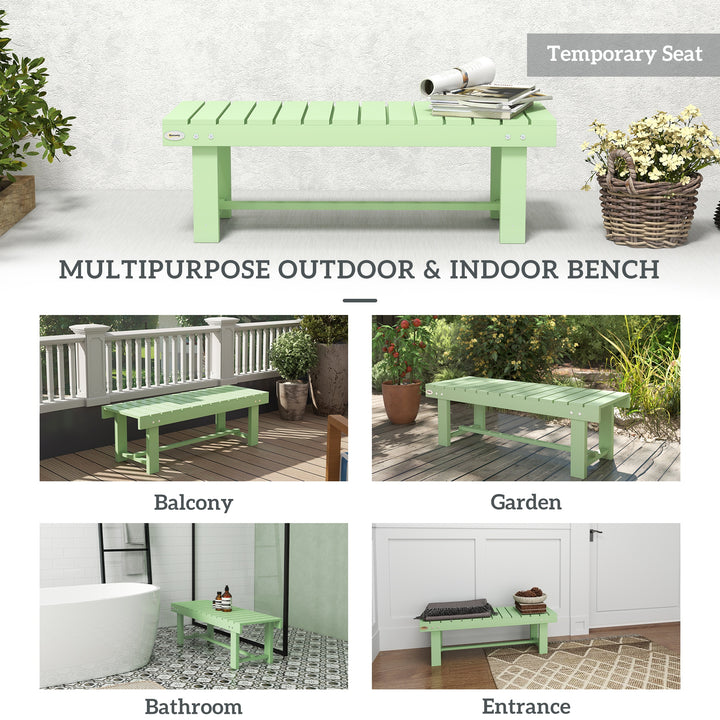 Wooden Garden Bench, Backless Outdoor Loveseat with Slatted Seat, Ligh
