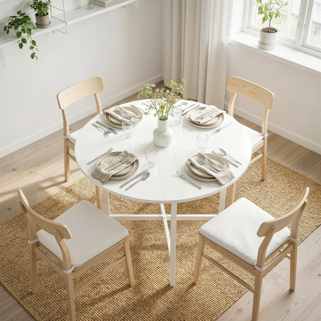 Collapsible Drop Leaf Table, Folding Dining Table for Small Spaces, Ex