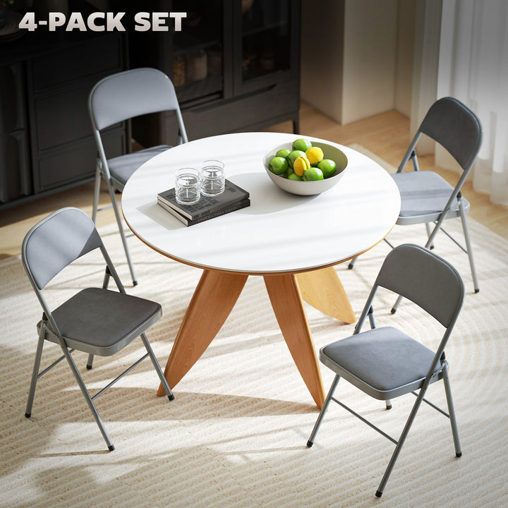 4 Pack Folding Chairs with Padded Seats, Velvet Portable Party Chairs 