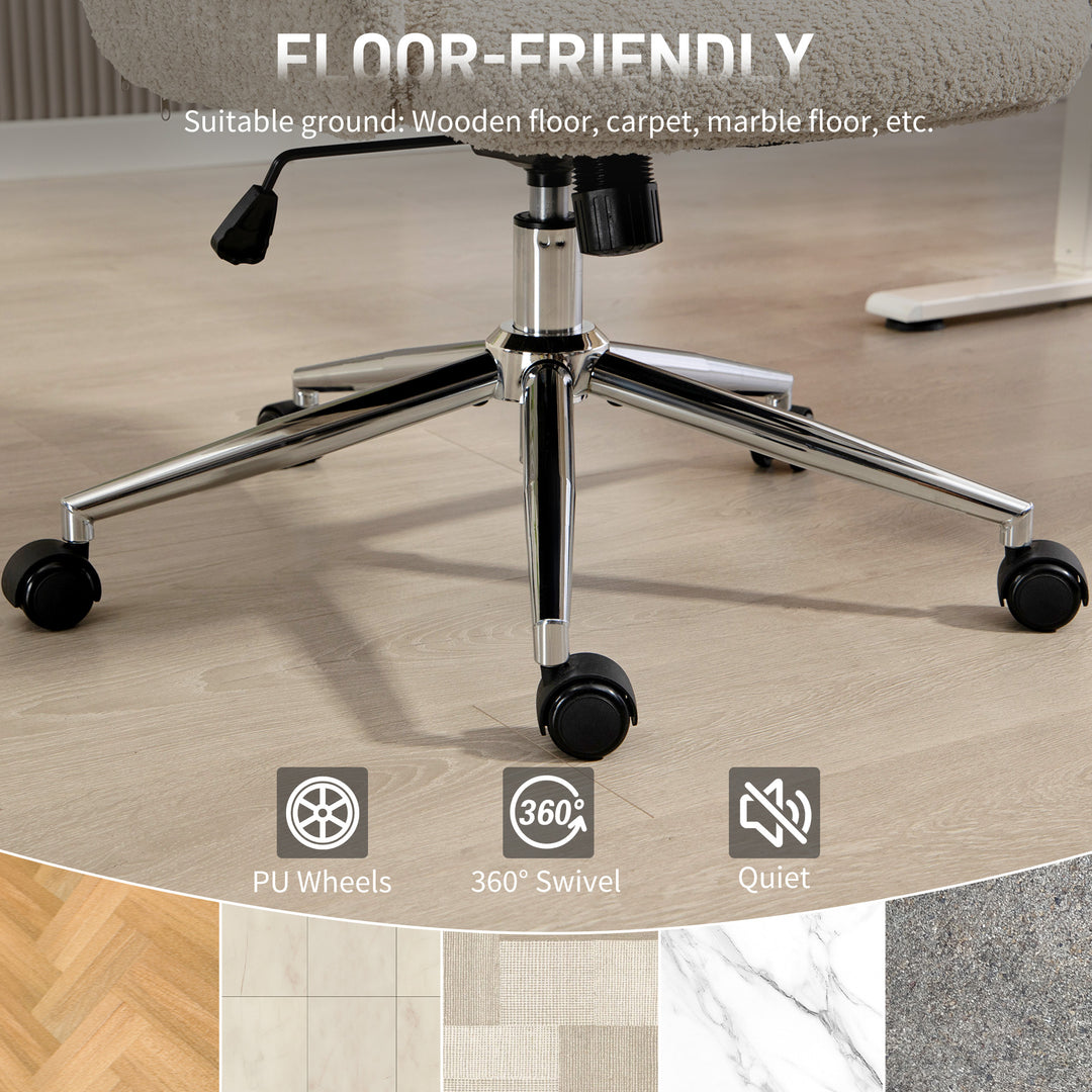 Office Chair with Adjustable Headrest, Spring Pack, Curved Line, Boucle Fabric - Pale