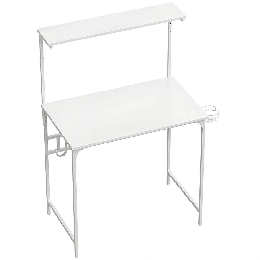 Computer Desk, 80cm Home Office Study Table with Hutch Shelf, Cup Hold
