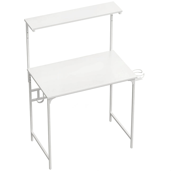 Computer Desk, 80cm Home Office Study Table with Hutch Shelf, Cup Hold