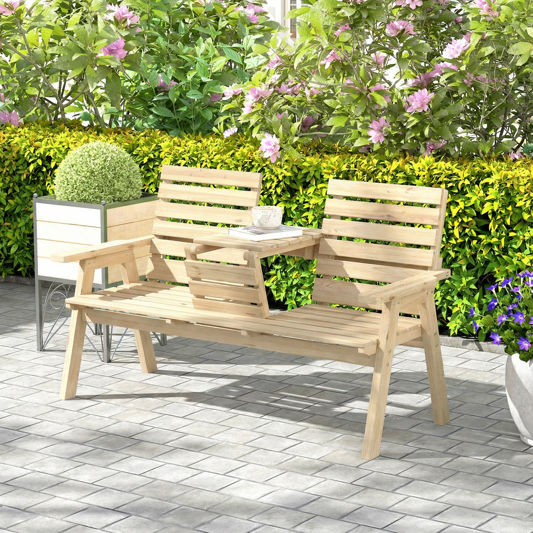 Fir Wood Convertible 2 to 3 Seater Outdoor Garden Bench, Natural Wood 