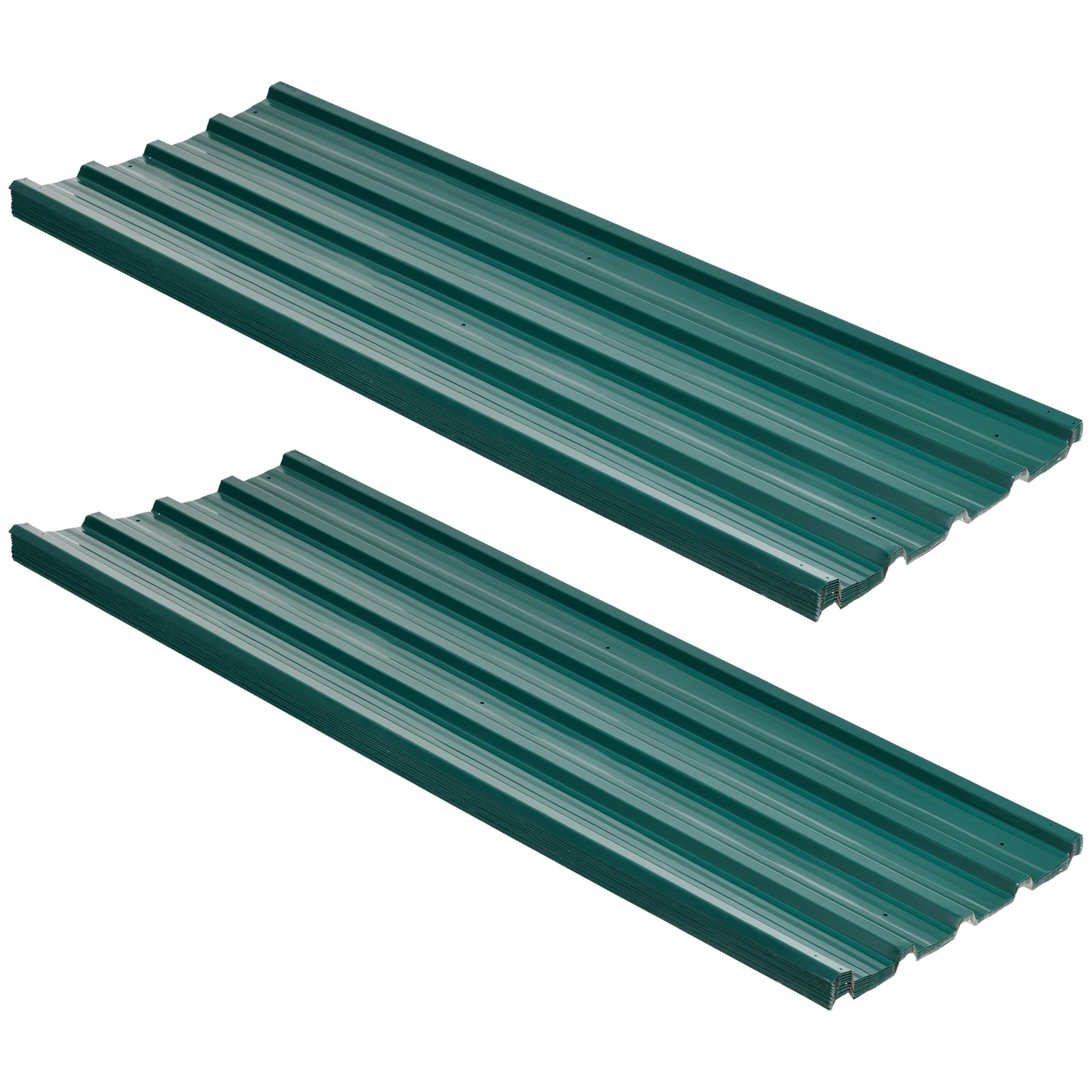 Corrugated Roofing Sheets, Pack of 24, Galvanised Metal Roofing Sheets for Greenhouse, Garage, Storage Shed, Carport, 129 x 45cm, Green