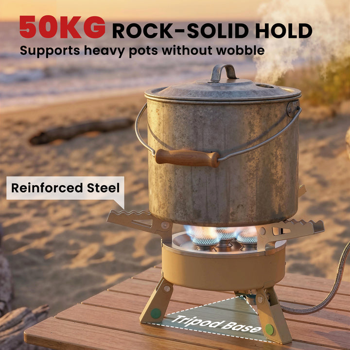 7000W Camping Stove with Piezo Ignition, High Power Gas Stove with 50k