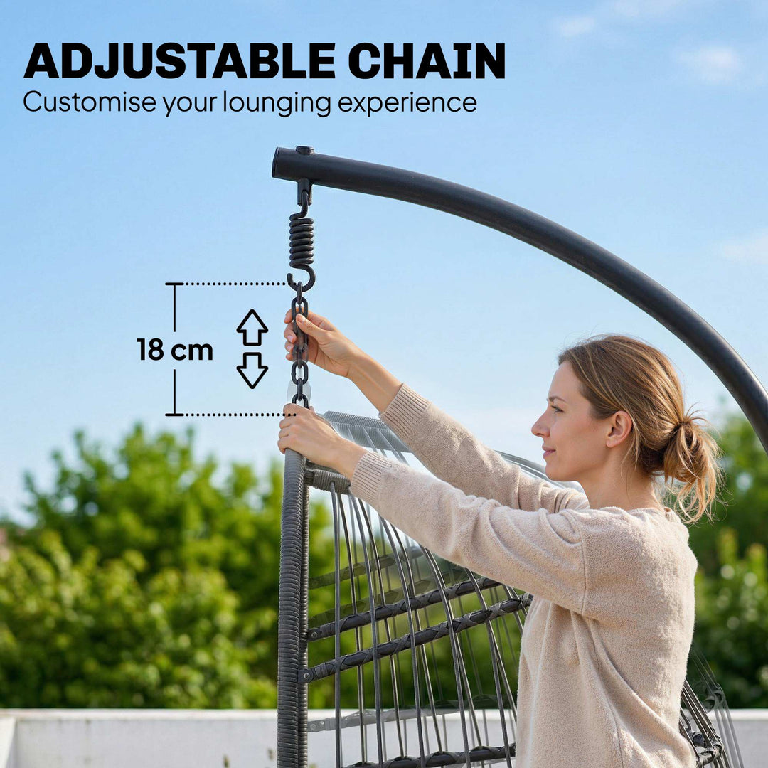 Hanging Egg Chair, Indoor Outdoor Hammock Swing Chair with Stand, Safe