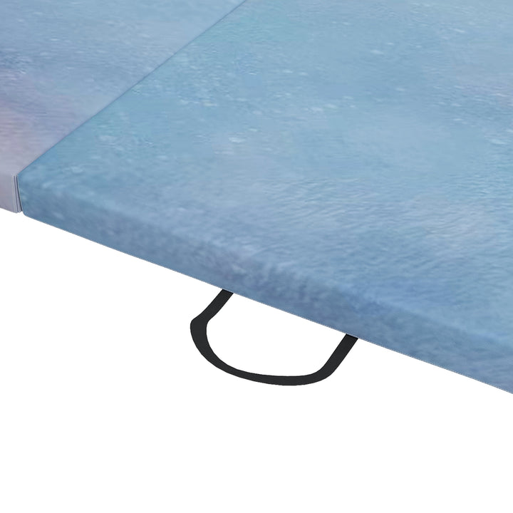 6FT Foldable Gymnastics Mat, Tri-Fold 2" Thick Crash Mat with Carry Strap Handles for Home Training, Sky Blue