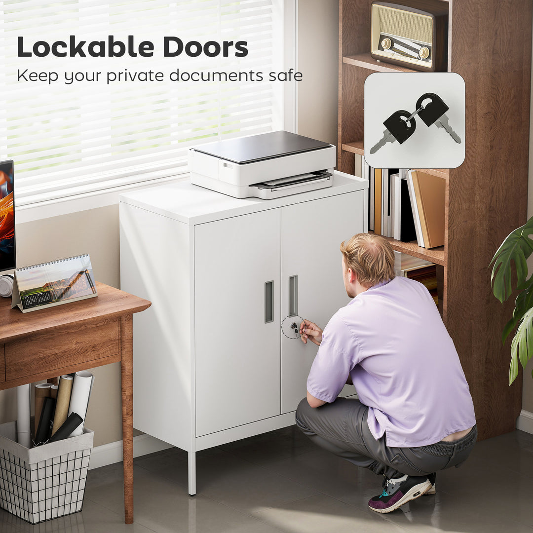 Metal Storage Cabinet with Lock and Adjustable Shelves