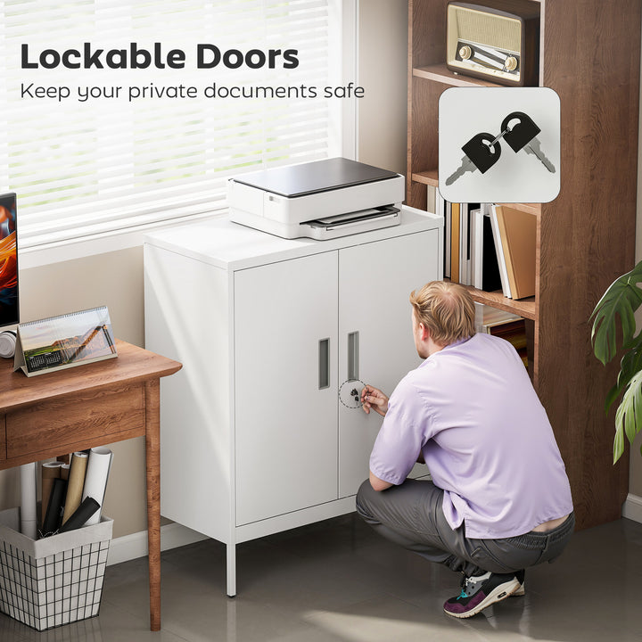 Metal Storage Cabinet with Lock and Adjustable Shelves