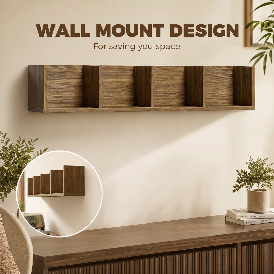 Wall Mount 84 CD / 56 DVD/Blu-ray/ Media Storage Rack 4 Cubes Wooden S