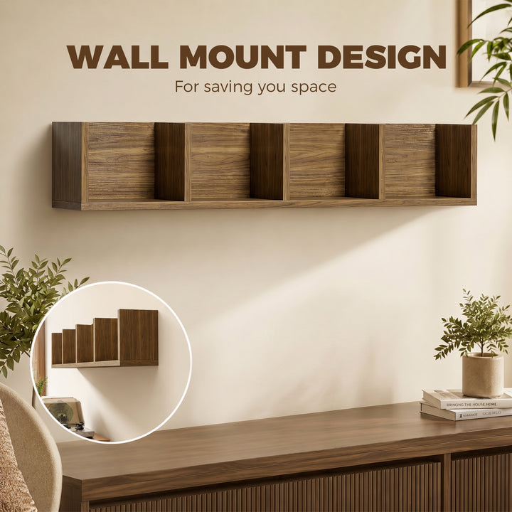 Wall Mount 84 CD / 56 DVD/Blu-ray/ Media Storage Rack 4 Cubes Wooden S