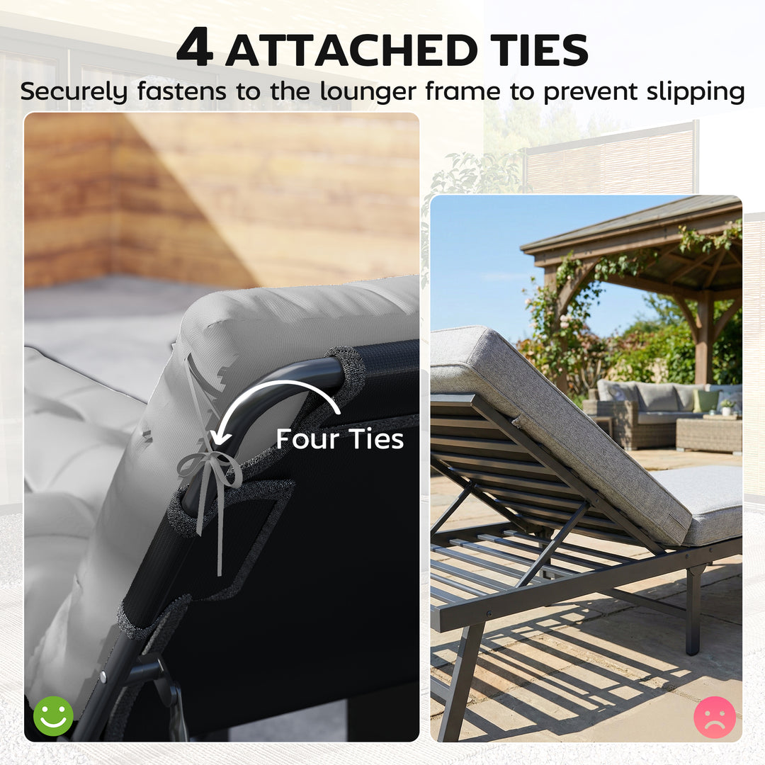 Sun Lounger Cushions Only, Garden Lounge Chair Cushions Set of 2, Sunb