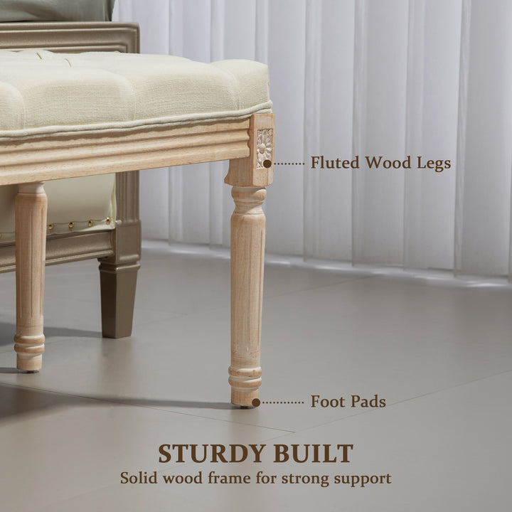 Vintage Wooden Bed End Bench - Cream White - view 5