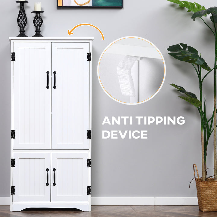 MCL Accent Floor Storage Cabinet Kitchen Cupboard with Adjustable Shelves and 2 Lower Doors, White