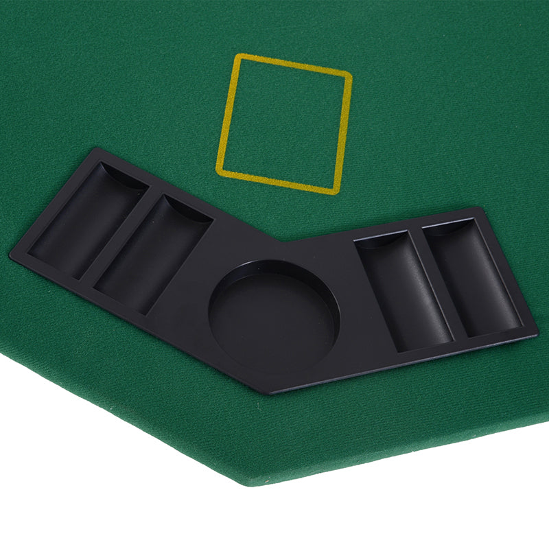 MCL 8 Player Folding Games Poker Table with Chip Cup Holder Steel Base Felt Top Octagon Blackjack Green