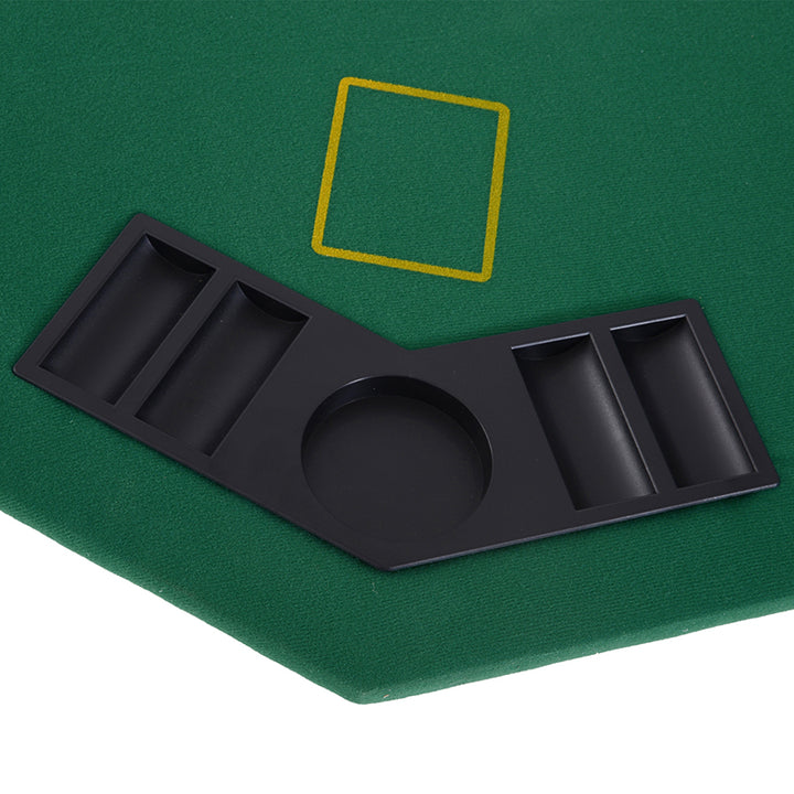 MCL 8 Player Folding Games Poker Table with Chip Cup Holder Steel Base Felt Top Octagon Blackjack Green