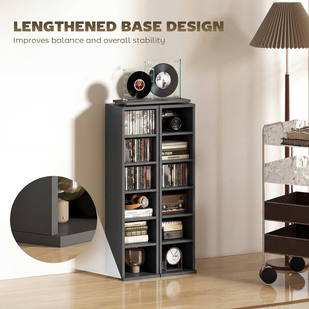 Set of 2 CD Media Display Shelf Unit Tower Rack with Adjustable Shelve