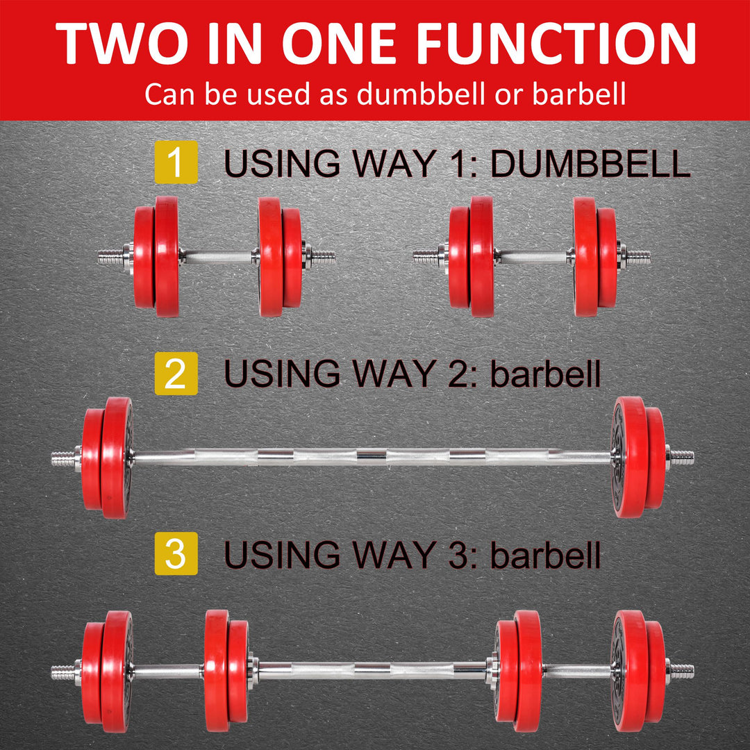 HOMCOM Adjustable Weights: 20KG Dumbbell & Barbell Set for Strength Training, Home Gym Fitness | Aosom UK