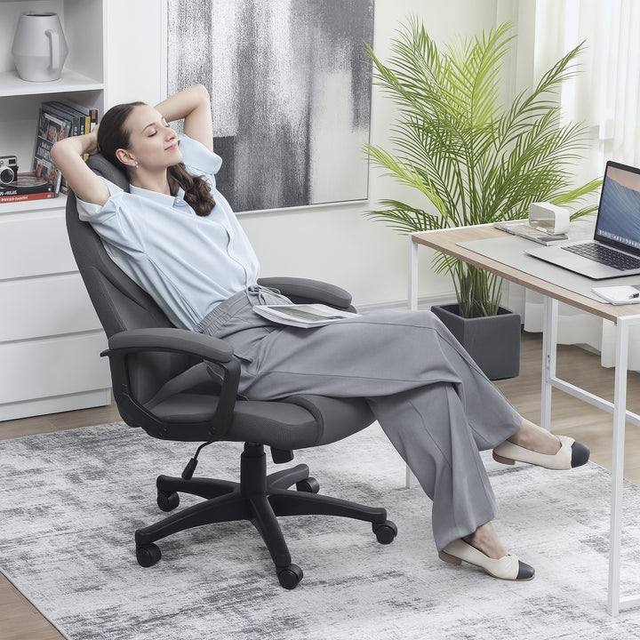 Faux Leather Office Chair - Charcoal Grey