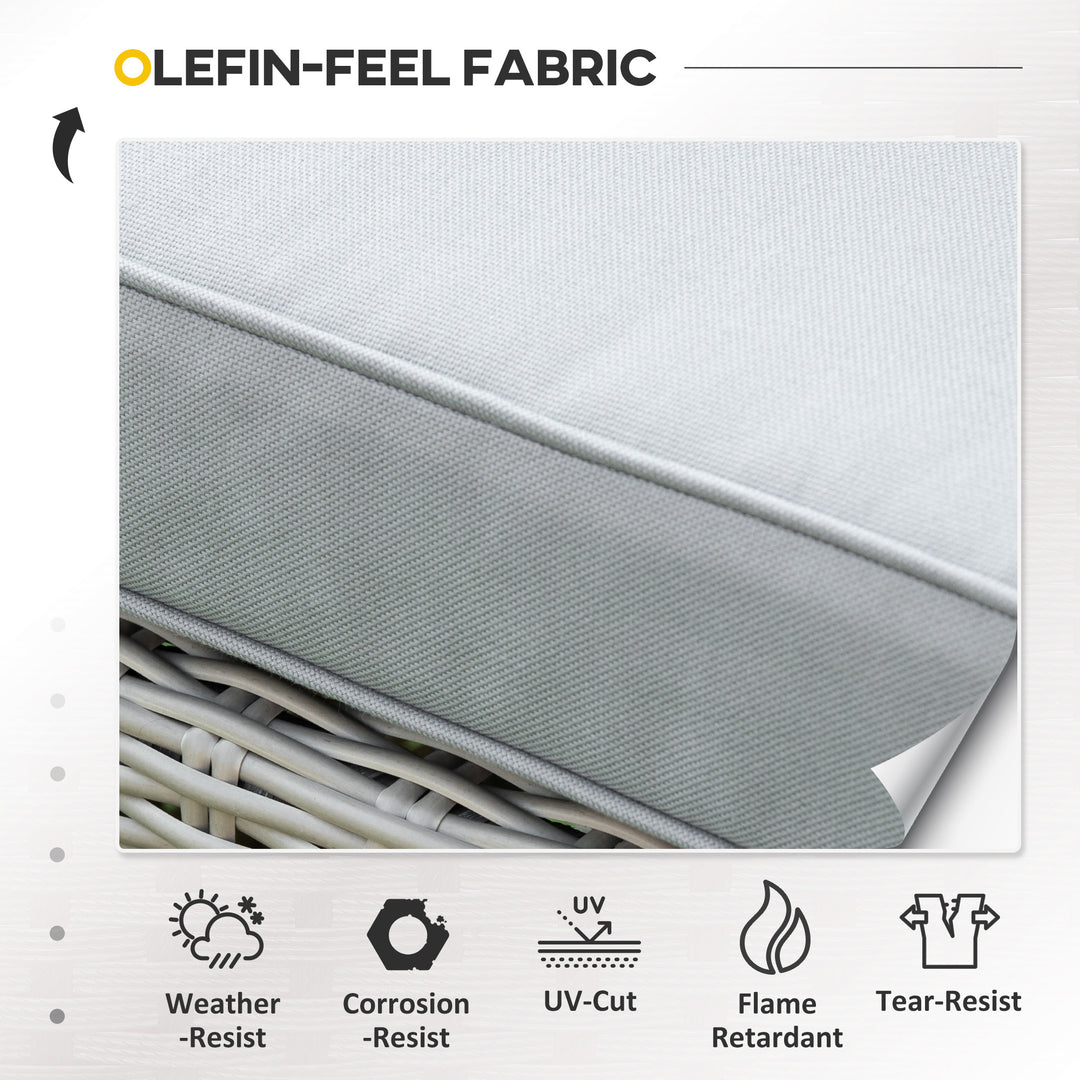 MCL 5 Pieces Outdoor PE Rattan Garden Furniture with Cushions, Patio Lounge Adjustable Backrest Chairs, Footstools and Cooler Bar Coffee Table & Cover, Grey