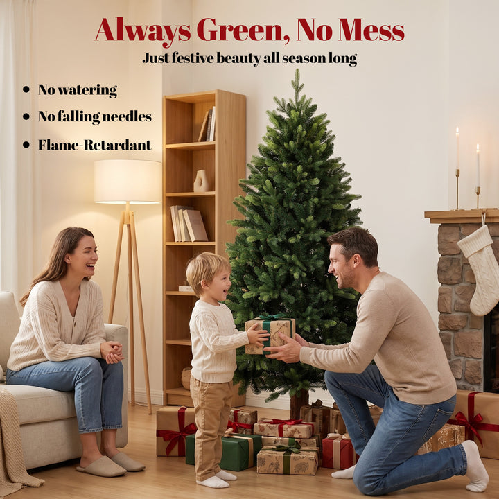 Artificial Christmas Tree, Hinged Xmas Tree with 1620 PE &amp; PVC Branch - view 4