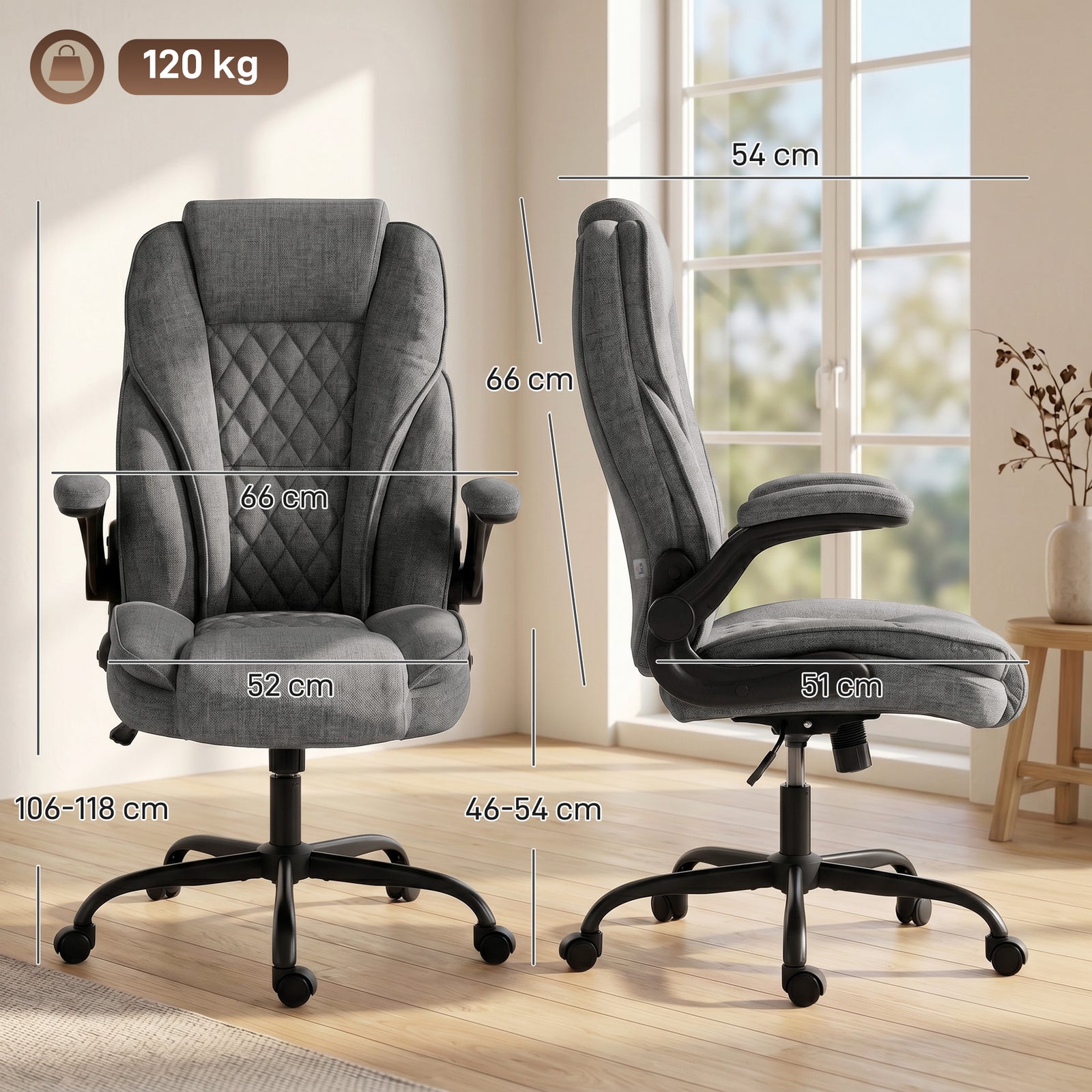 Office Chair, Ergonomic Desk Chair with Flip-up Armrest, Pocket Spring