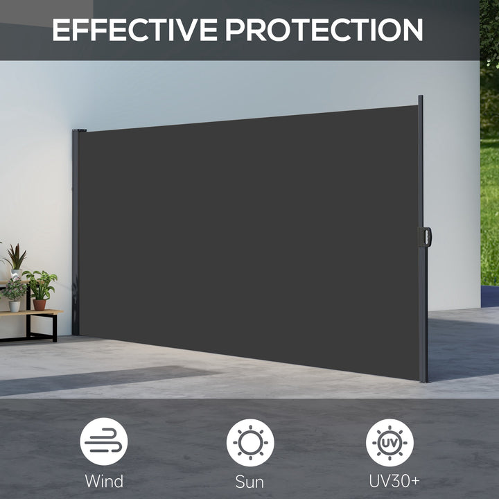 Retractable Side Awning, Outdoor Privacy Screen for Garden, Hot Tub, Balcony, Terrace, Pool, 400 x 180cm, Black