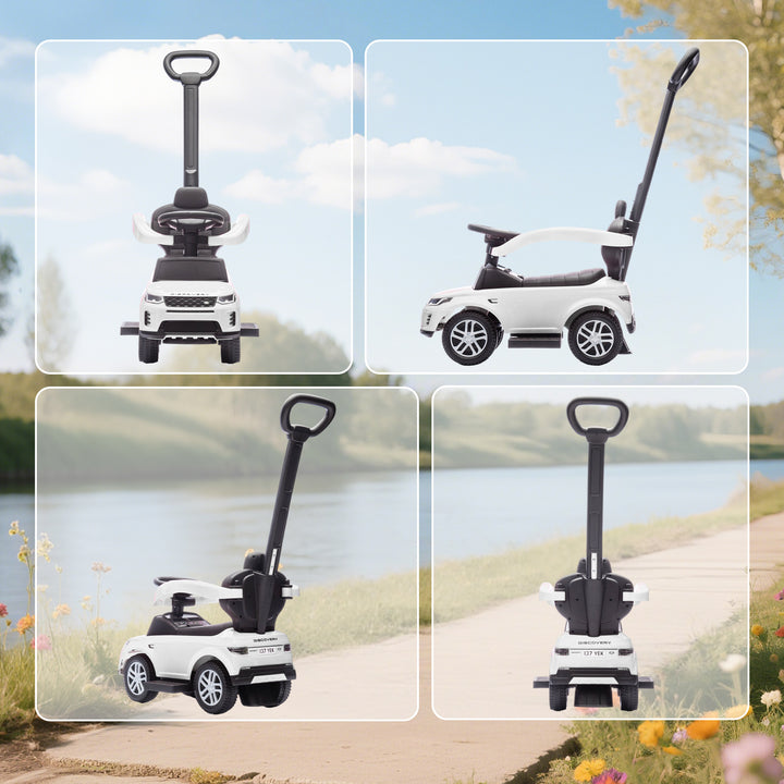 MCL LAND ROVER DISCOVERY Licensed Baby Push Car, 2-in-1 Ride on Car with Push Handle and Safety Guardrail, White